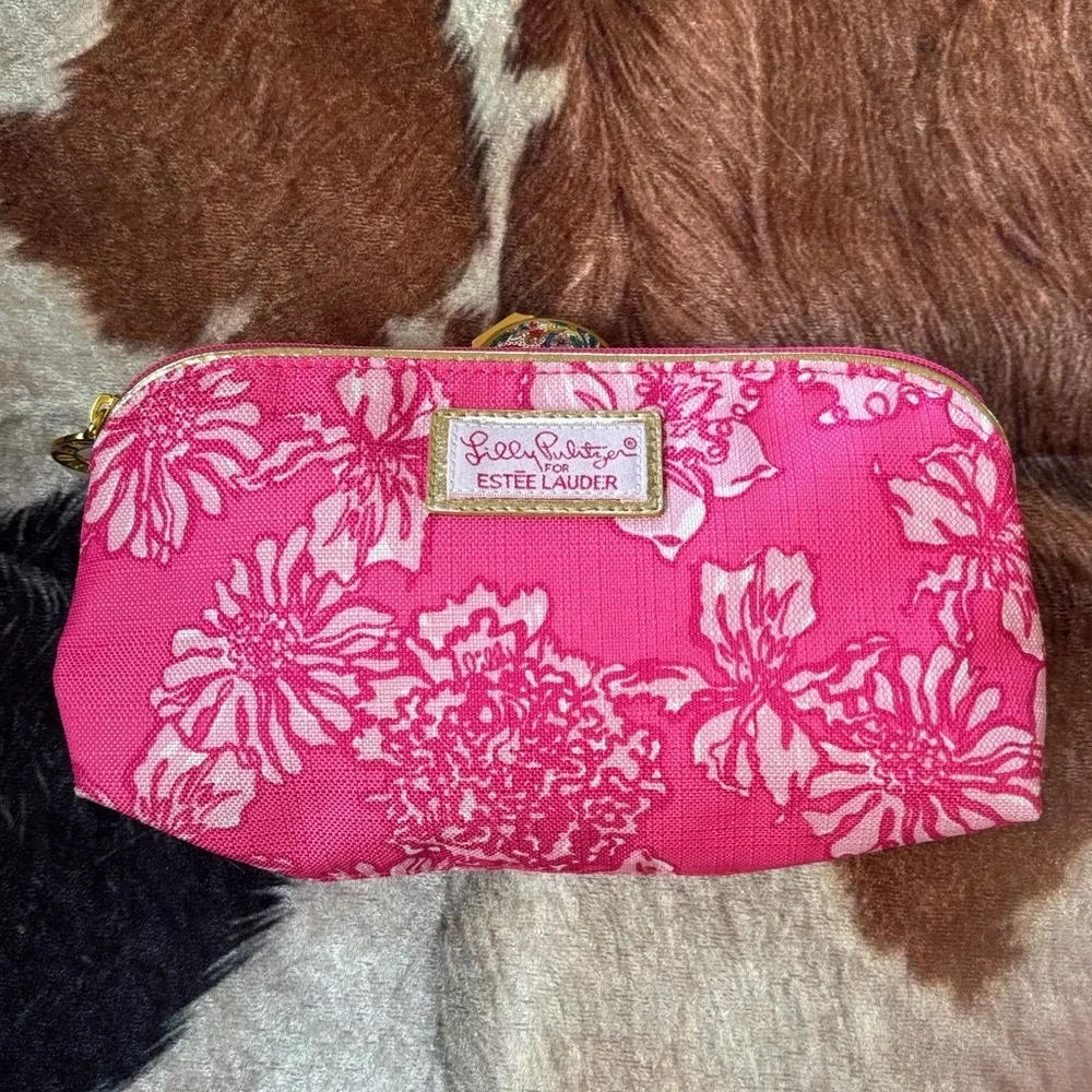 Brand New Estee Lauder x Lilly Pulitzer Cosmetic Bag Bronzers PUR Barbie Brush